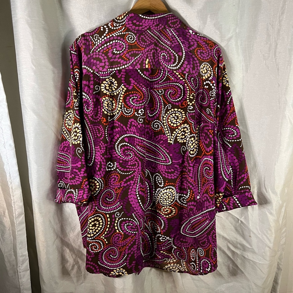 Plus Size Brown Multi-Color Polka Dot Paisley Pri… - image 4